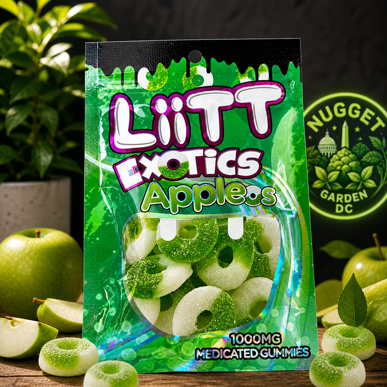 LiTT Exotics Apples Gummies 1000MG THC