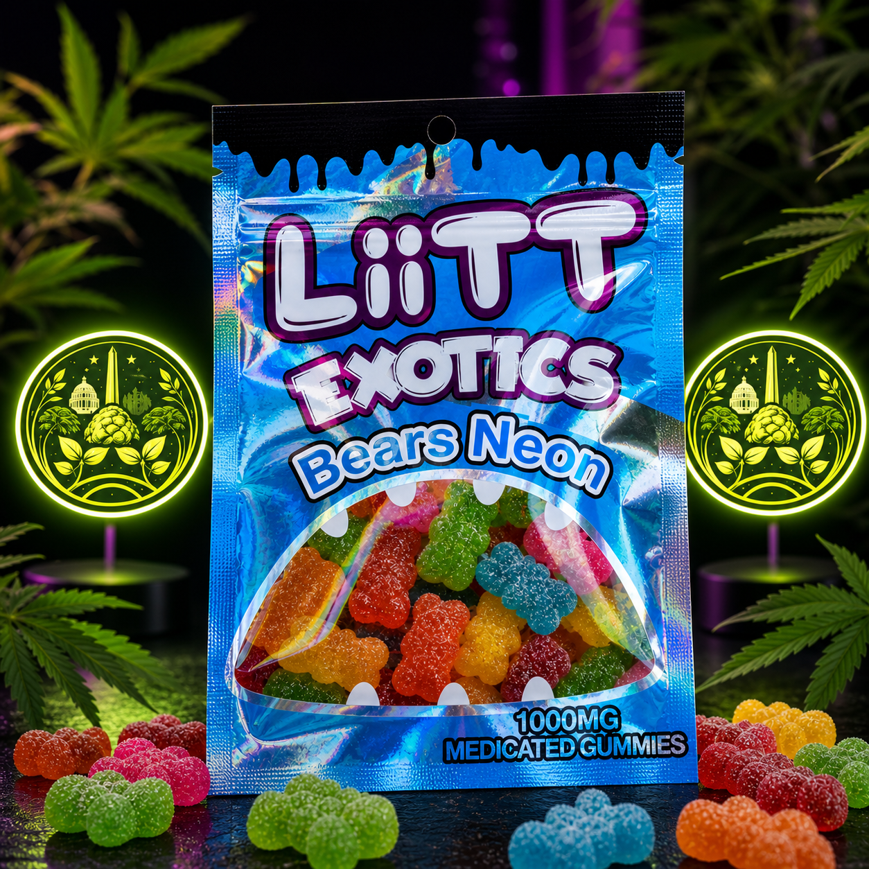LiTT Exotics Bears Neon Gummies 1000MG